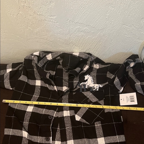 # 0778 + Black and White Plaid Shirt with WHT Patch - Picture 8 of 8